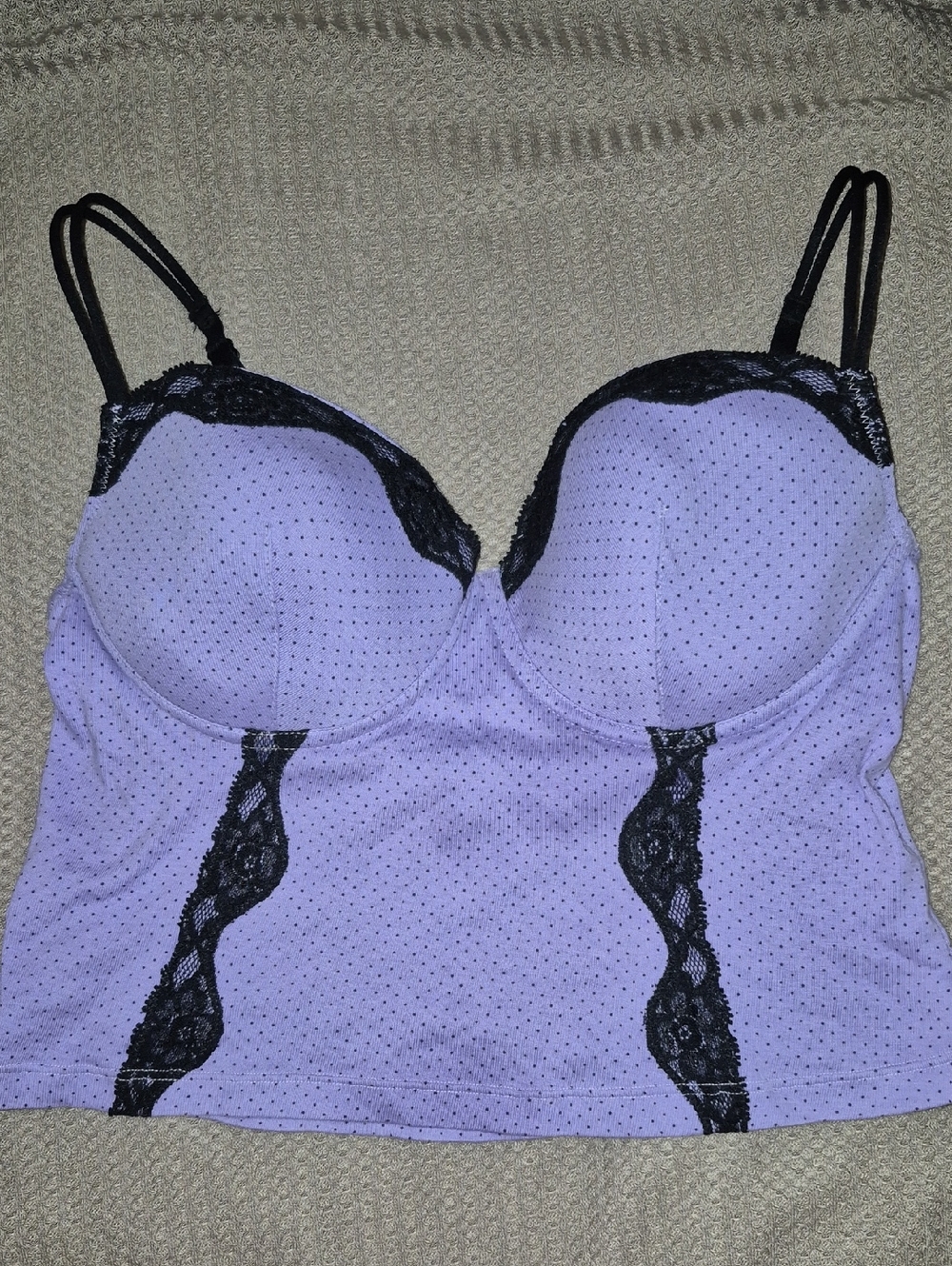 Vintage (1993) Victoria's Secret Lilac & Black Polka-Dot 38C Bustier